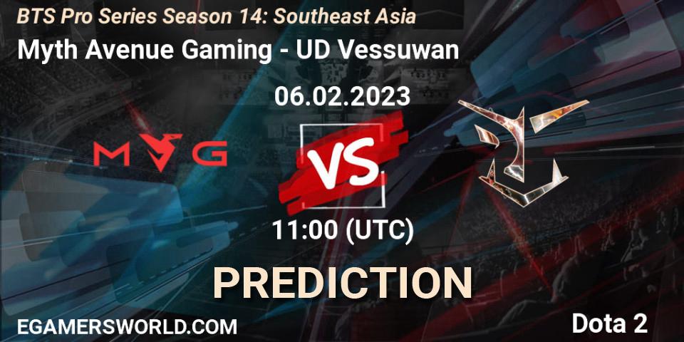 Pronóstico Myth Avenue Gaming - UD Vessuwan. 06.02.23, Dota 2, BTS Pro Series Season 14: Southeast Asia