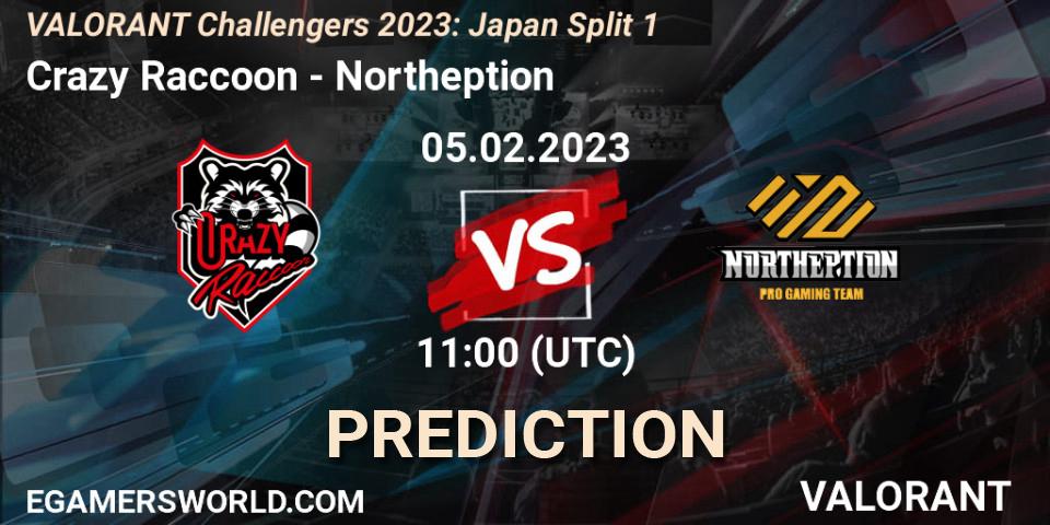 Pronóstico Crazy Raccoon - Northeption. 05.02.23, VALORANT, VALORANT Challengers 2023: Japan Split 1