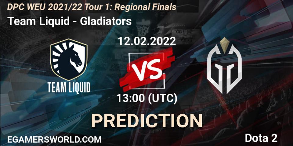 Pronóstico Team Liquid - Gladiators. 12.02.22, Dota 2, DPC WEU 2021/22 Tour 1: Regional Finals