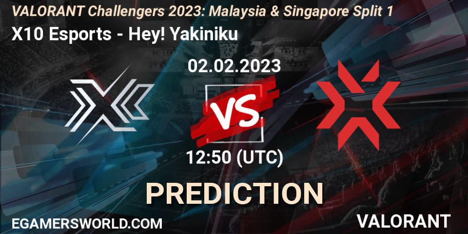 Pronóstico X10 Esports - Hey! Yakiniku. 02.02.23, VALORANT, VALORANT Challengers 2023: Malaysia & Singapore Split 1