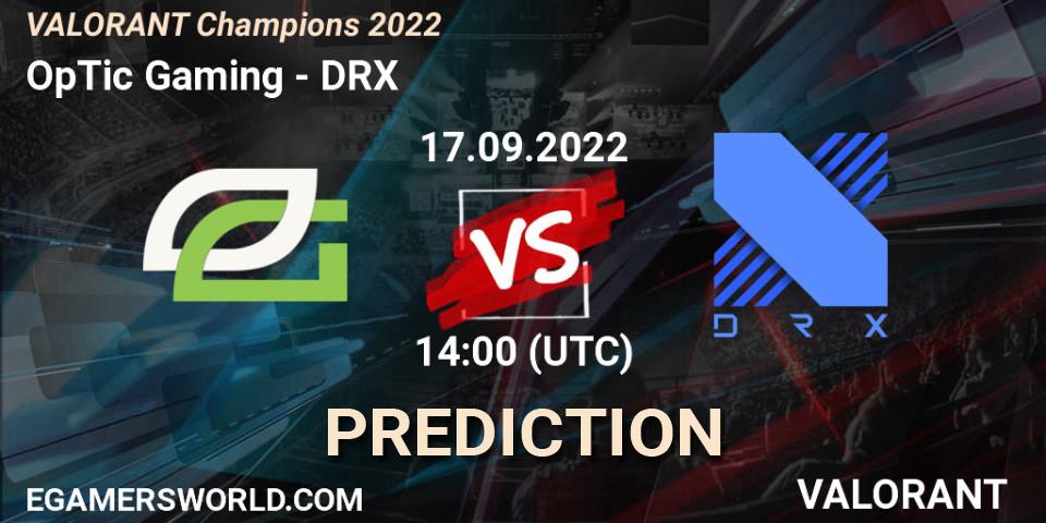 Pronóstico OpTic Gaming - DRX. 17.09.22, VALORANT, VALORANT Champions 2022