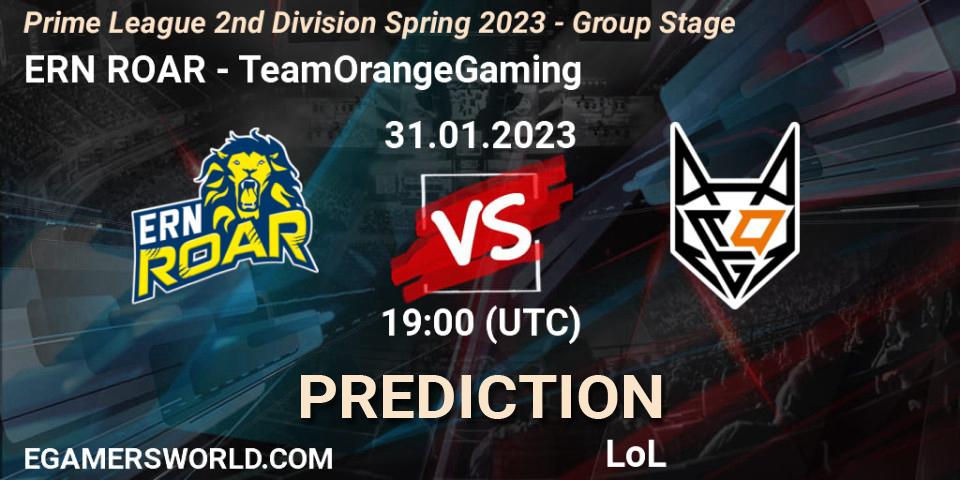 Pronóstico ERN ROAR - TeamOrangeGaming. 31.01.23, LoL, Prime League 2nd Division Spring 2023 - Group Stage