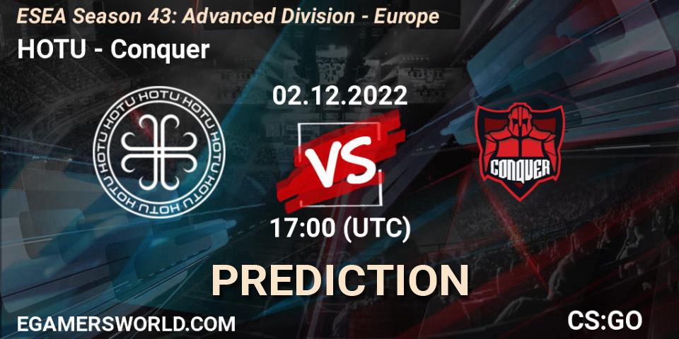Pronóstico HOTU - Conquer. 02.12.22, CS2 (CS:GO), ESEA Season 43: Advanced Division - Europe