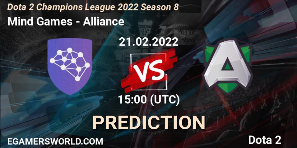 Pronóstico Mind Games - Alliance. 21.02.22, Dota 2, Dota 2 Champions League 2022 Season 8
