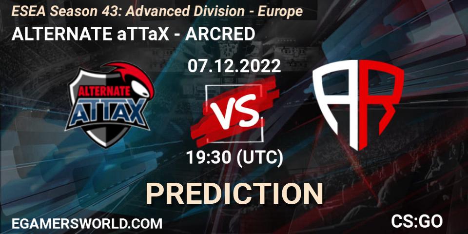 Pronóstico ALTERNATE aTTaX - ARCRED. 07.12.22, CS2 (CS:GO), ESEA Season 43: Advanced Division - Europe