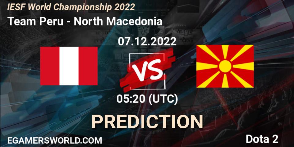 Pronóstico Team Peru - North Macedonia. 07.12.22, Dota 2, IESF World Championship 2022 