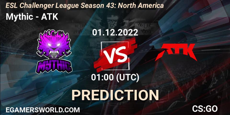 Pronóstico Mythic - ATK. 01.12.22, CS2 (CS:GO), ESL Challenger League Season 43: North America