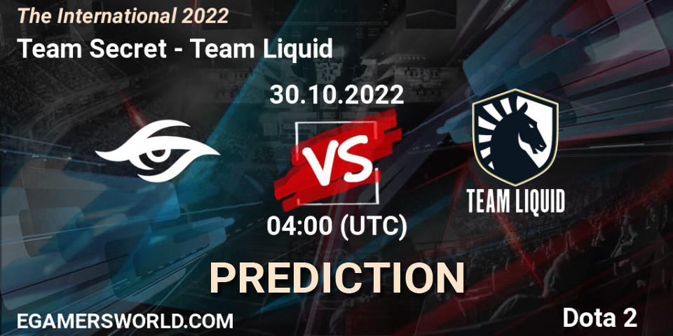 Pronóstico Team Secret - Team Liquid. 30.10.22, Dota 2, The International 2022