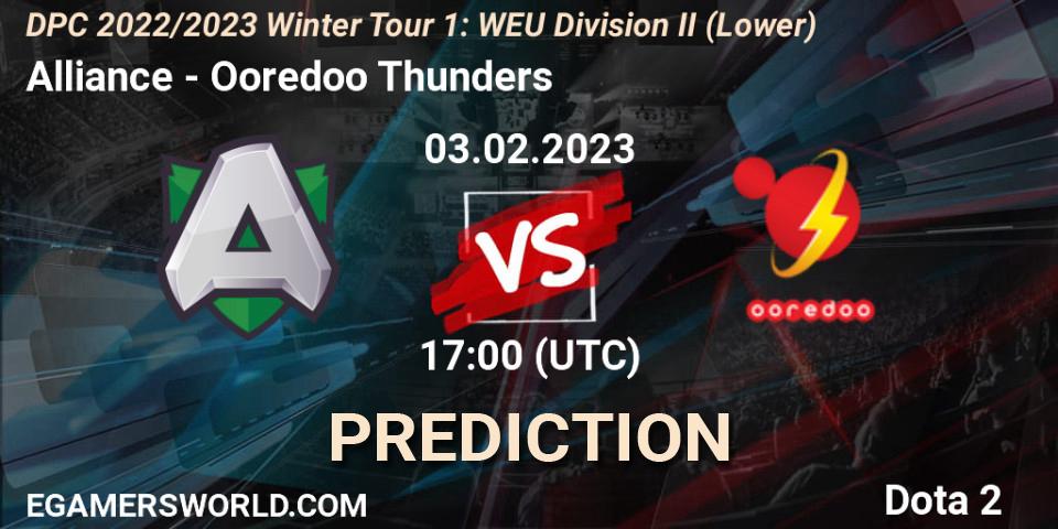 Pronóstico Alliance - Ooredoo Thunders. 03.02.23, Dota 2, DPC 2022/2023 Winter Tour 1: WEU Division II (Lower)