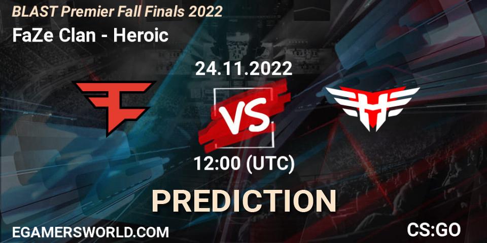Pronóstico FaZe Clan - Heroic. 24.11.22, CS2 (CS:GO), BLAST Premier Fall Finals 2022