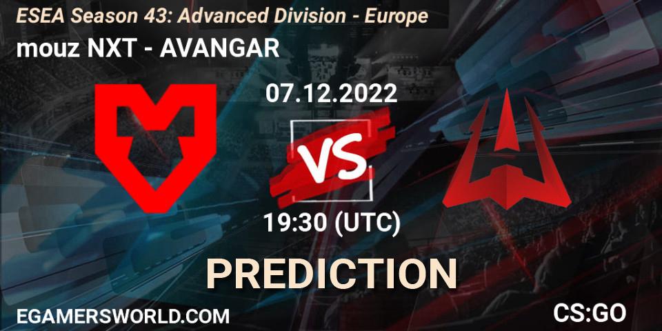 Pronóstico mouz NXT - AVANGAR. 07.12.22, CS2 (CS:GO), ESEA Season 43: Advanced Division - Europe