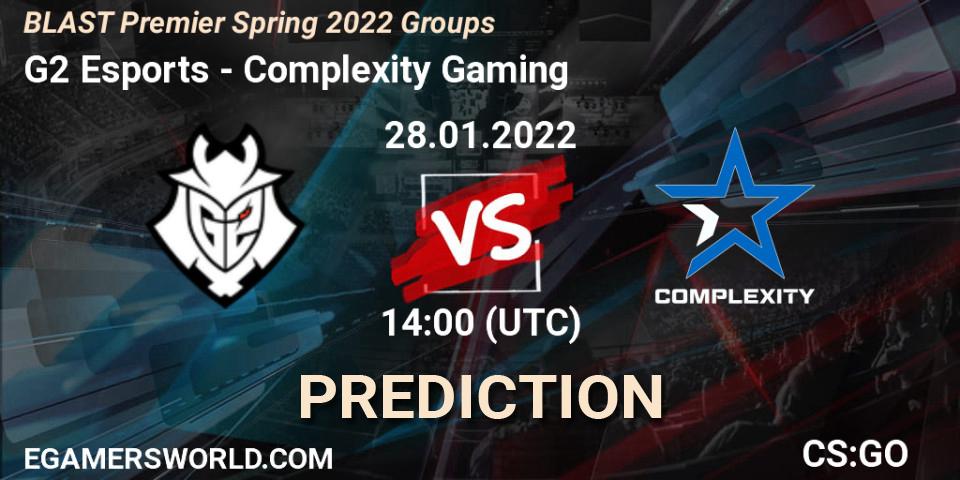 Pronóstico G2 Esports - Complexity Gaming. 28.01.22, CS2 (CS:GO), BLAST Premier Spring Groups 2022