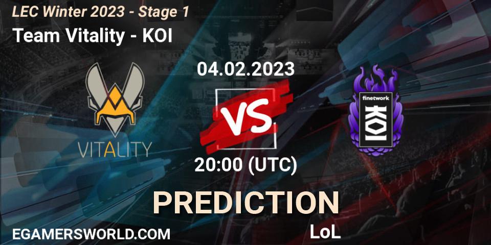 Pronóstico Team Vitality - KOI. 04.02.23, LoL, LEC Winter 2023 - Stage 1