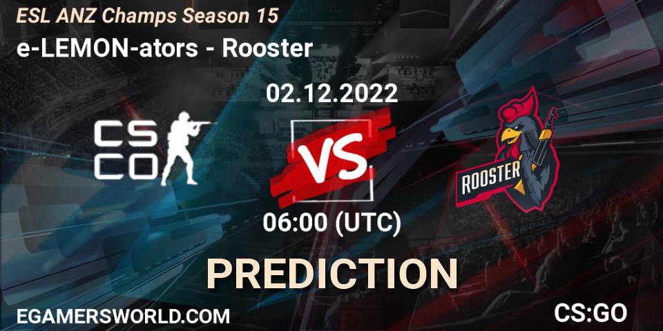 Pronóstico e-LEMON-ators - Rooster. 02.12.22, CS2 (CS:GO), ESL ANZ Champs Season 15