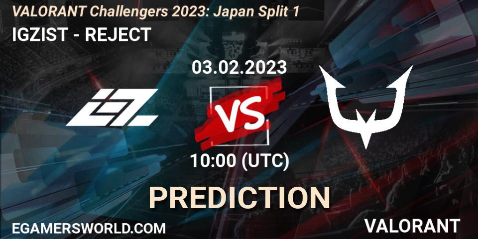 Pronóstico IGZIST - REJECT. 03.02.23, VALORANT, VALORANT Challengers 2023: Japan Split 1