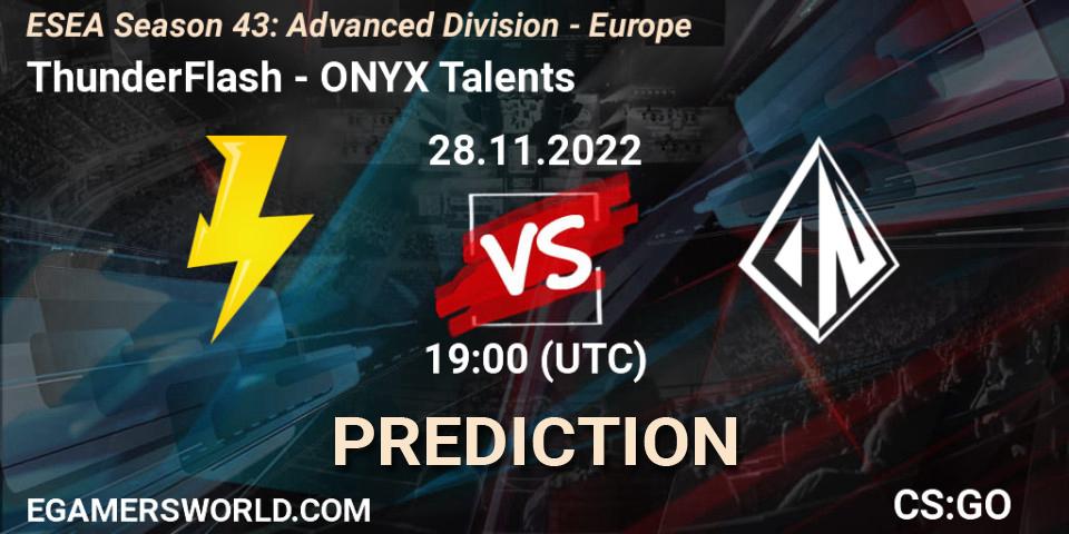 Pronóstico ThunderFlash - ONYX Talents. 02.12.22, CS2 (CS:GO), ESEA Season 43: Advanced Division - Europe
