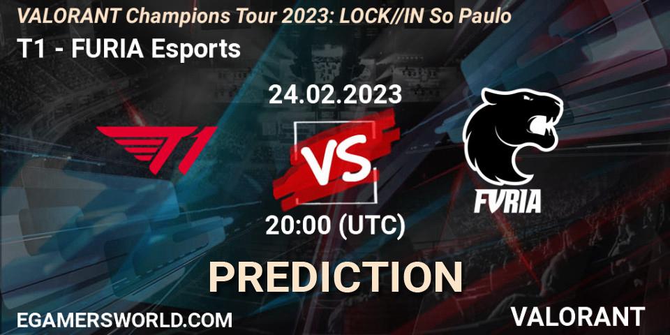 Pronóstico T1 - FURIA Esports. 24.02.23, VALORANT, VALORANT Champions Tour 2023: LOCK//IN São Paulo