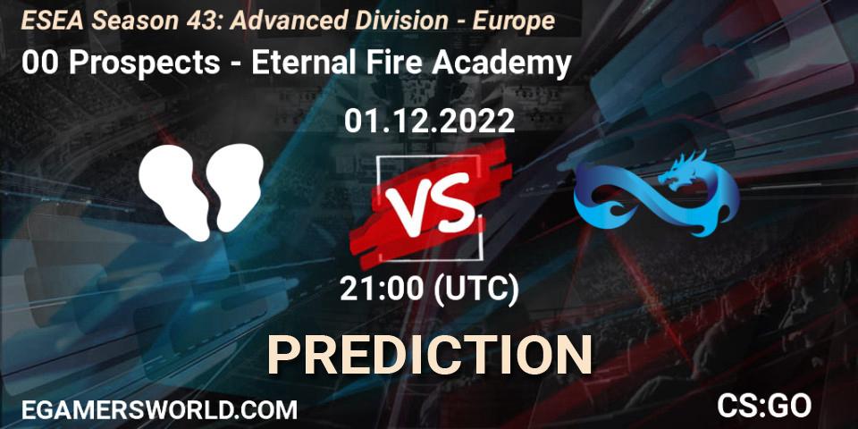 Pronóstico 00 Prospects - Eternal Fire Academy. 02.12.22, CS2 (CS:GO), ESEA Season 43: Advanced Division - Europe