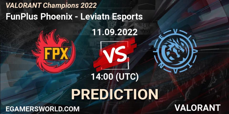 Pronóstico FunPlus Phoenix - Leviatán Esports. 11.09.22, VALORANT, VALORANT Champions 2022