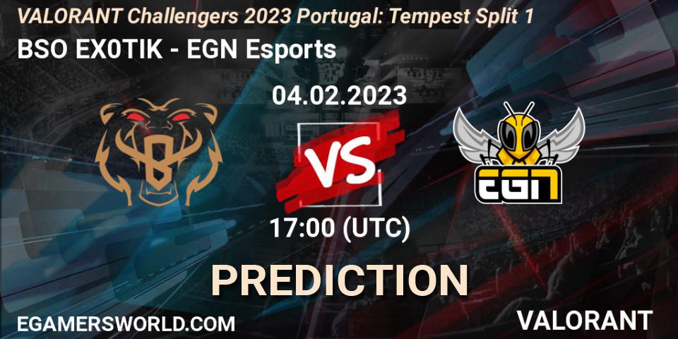 Pronóstico BSO EX0TIK - EGN Esports. 04.02.23, VALORANT, VALORANT Challengers 2023 Portugal: Tempest Split 1