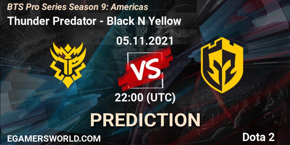 Pronóstico Thunder Predator - Black N Yellow. 06.11.21, Dota 2, BTS Pro Series Season 9: Americas