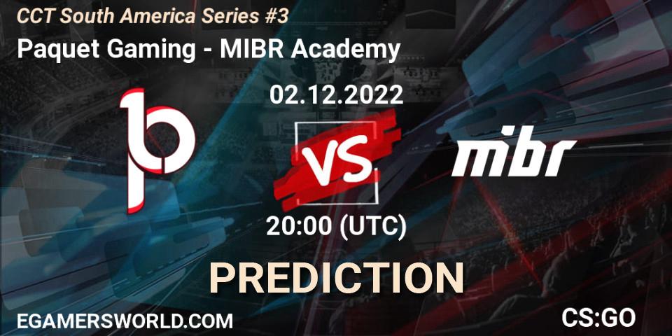 Pronóstico Paquetá Gaming - MIBR Academy. 02.12.22, CS2 (CS:GO), CCT South America Series #3
