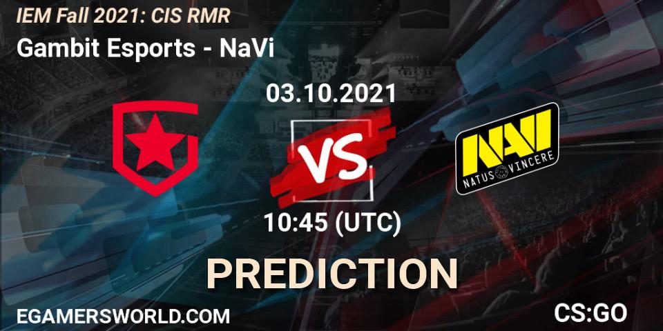 Pronóstico Gambit Esports - NaVi. 03.10.21, CS2 (CS:GO), IEM Fall 2021: CIS RMR