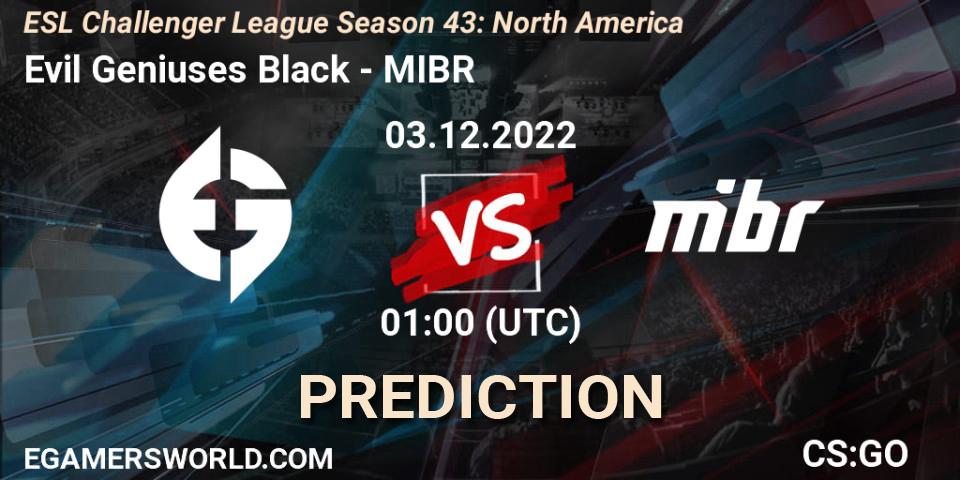 Pronóstico Evil Geniuses Black - MIBR. 03.12.22, CS2 (CS:GO), ESL Challenger League Season 43: North America