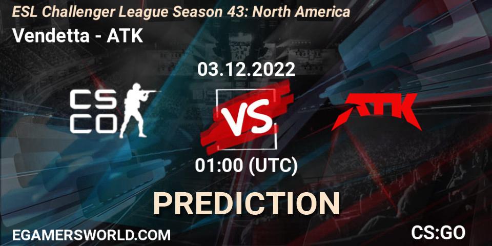 Pronóstico Vendetta - ATK. 03.12.22, CS2 (CS:GO), ESL Challenger League Season 43: North America