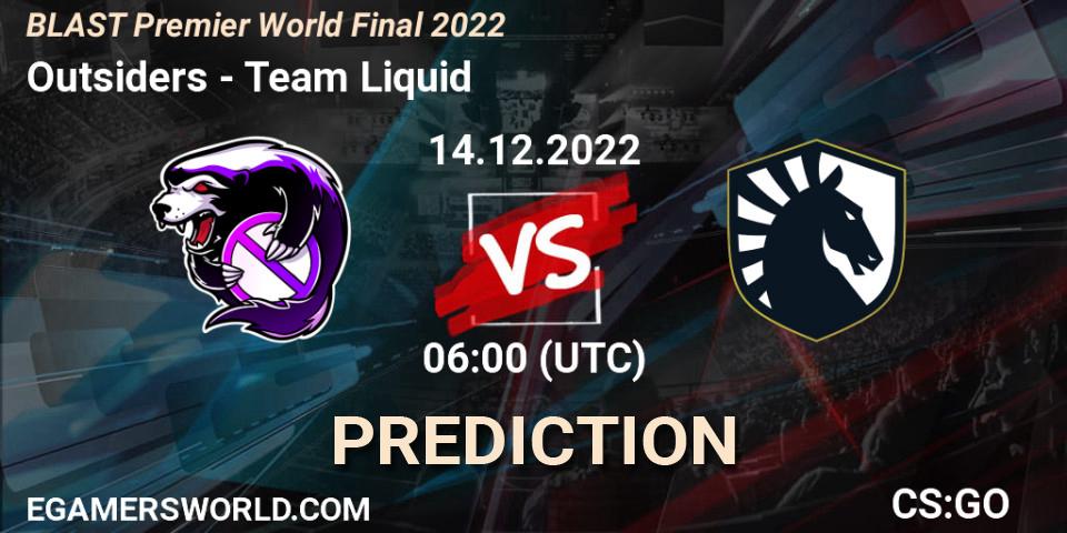 Pronóstico Outsiders - Team Liquid. 14.12.22, CS2 (CS:GO), BLAST Premier World Final 2022