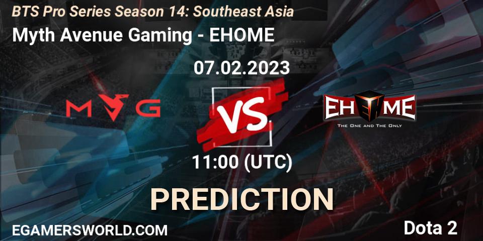 Pronóstico Myth Avenue Gaming - EHOME. 07.02.23, Dota 2, BTS Pro Series Season 14: Southeast Asia