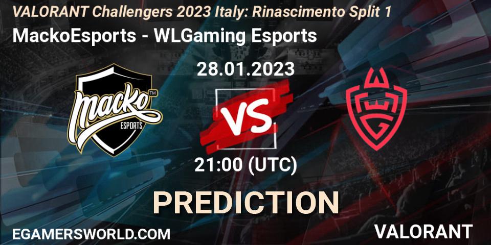 Pronóstico MackoEsports - WLGaming Esports. 28.01.23, VALORANT, VALORANT Challengers 2023 Italy: Rinascimento Split 1