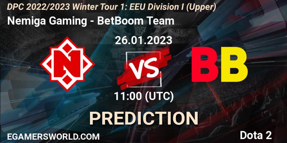 Pronóstico Nemiga Gaming - BetBoom Team. 26.01.23, Dota 2, DPC 2022/2023 Winter Tour 1: EEU Division I (Upper)