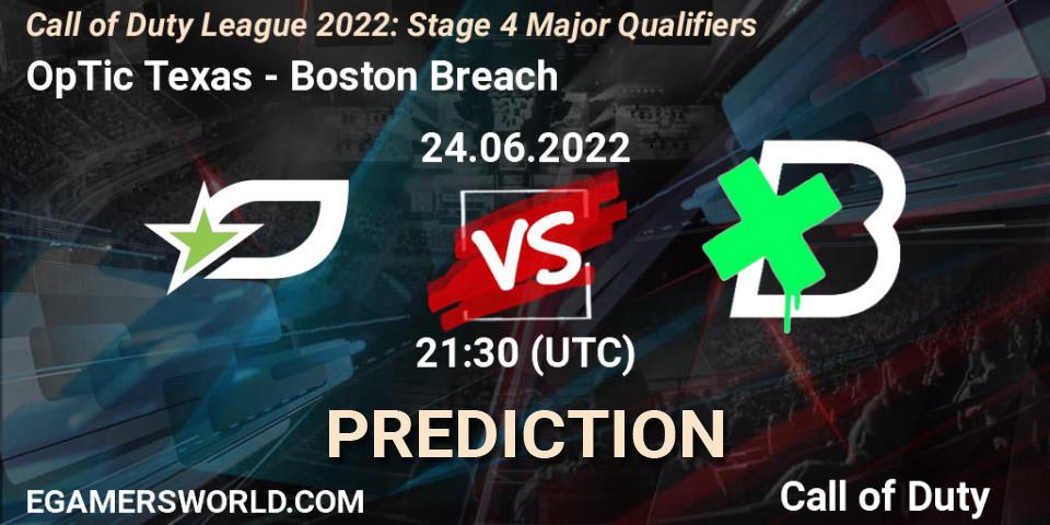 Pronóstico OpTic Texas - Boston Breach. 24.06.22, Call of Duty, Call of Duty League 2022: Stage 4