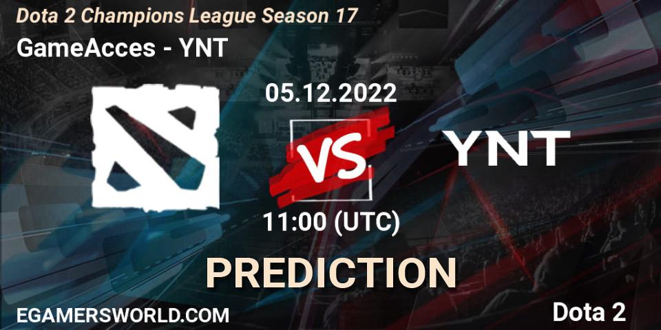 Pronóstico GameAcces - YNT. 05.12.22, Dota 2, Dota 2 Champions League Season 17