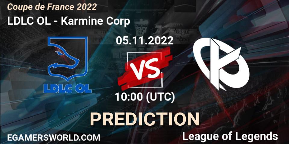 Pronóstico LDLC OL - Karmine Corp. 05.11.22, LoL, Coupe de France 2022
