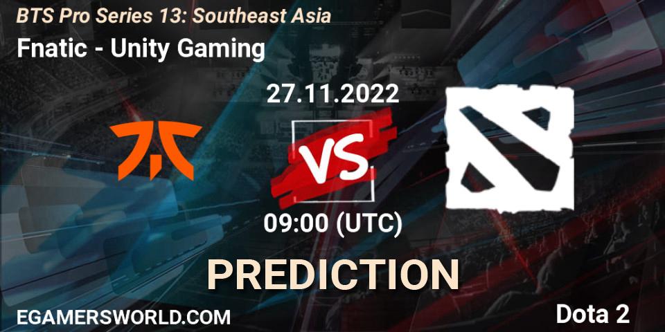 Pronóstico Fnatic - Unity Gaming. 04.12.22, Dota 2, BTS Pro Series 13: Southeast Asia
