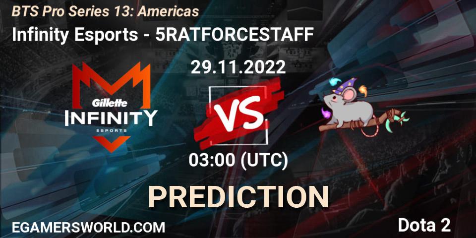 Pronóstico Infinity Esports - 5RATFORCESTAFF. 02.12.22, Dota 2, BTS Pro Series 13: Americas