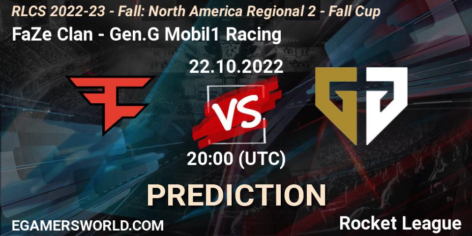 Pronóstico FaZe Clan - Gen.G Mobil1 Racing. 22.10.22, Rocket League, RLCS 2022-23 - Fall: North America Regional 2 - Fall Cup