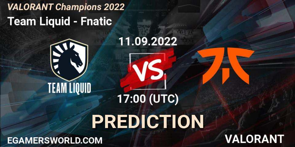 Pronóstico Team Liquid - Fnatic. 11.09.22, VALORANT, VALORANT Champions 2022