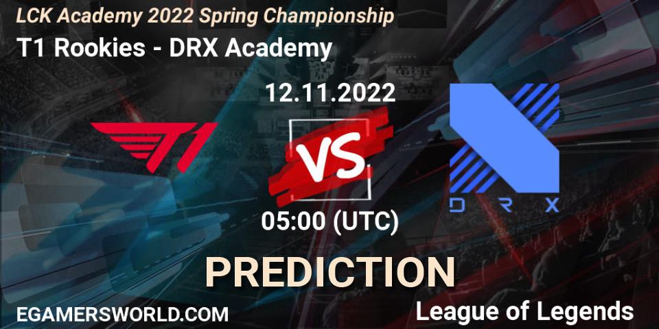 Pronóstico T1 Rookies - DRX Academy. 12.11.22, LoL, LCK Academy 2022 Spring Championship