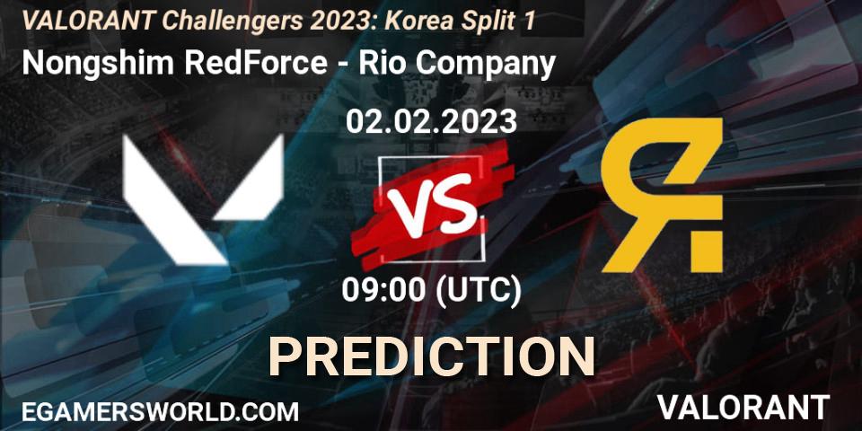 Pronóstico Nongshim RedForce - Rio Company. 02.02.23, VALORANT, VALORANT Challengers 2023: Korea Split 1