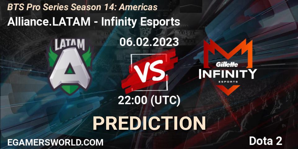 Pronóstico Alliance.LATAM - Infinity Esports. 07.02.23, Dota 2, BTS Pro Series Season 14: Americas