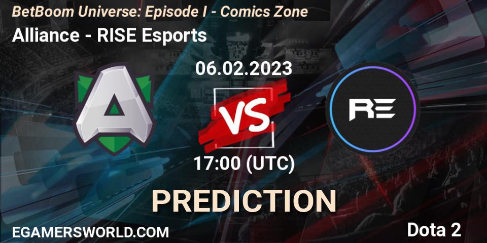 Pronóstico Alliance - RISE Esports. 06.02.23, Dota 2, BetBoom Universe: Episode I - Comics Zone