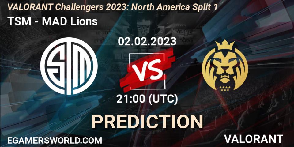 Pronóstico TSM - MAD Lions. 02.02.23, VALORANT, VALORANT Challengers 2023: North America Split 1