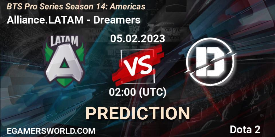 Pronóstico Alliance.LATAM - Dreamers. 05.02.23, Dota 2, BTS Pro Series Season 14: Americas