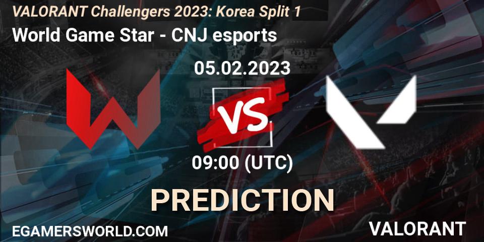 Pronóstico World Game Star - CNJ Esports. 05.02.23, VALORANT, VALORANT Challengers 2023: Korea Split 1