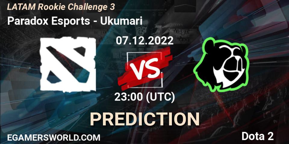 Pronóstico Paradox Esports - Ukumari. 08.12.22, Dota 2, LATAM Rookie Challenge 3