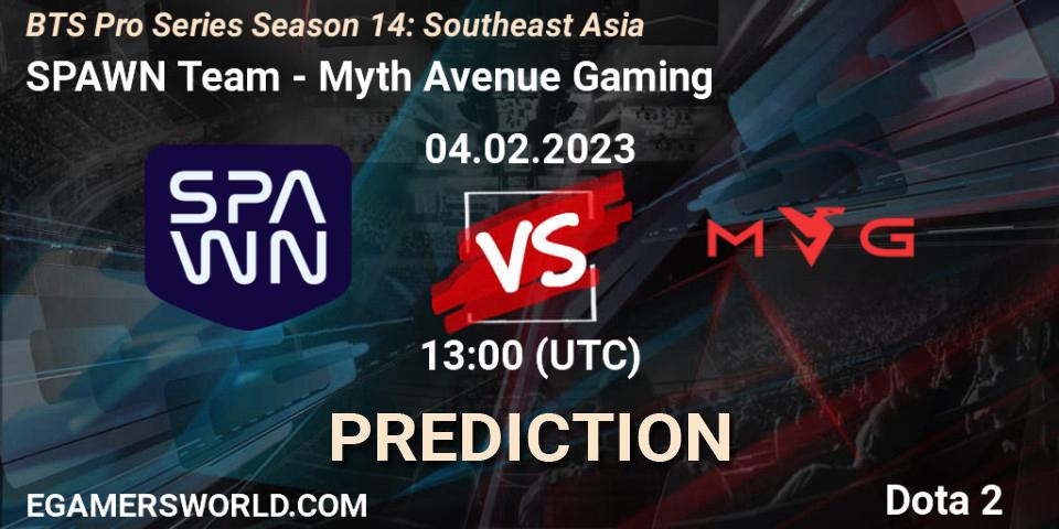 Pronóstico SPAWN Team - Myth Avenue Gaming. 04.02.23, Dota 2, BTS Pro Series Season 14: Southeast Asia
