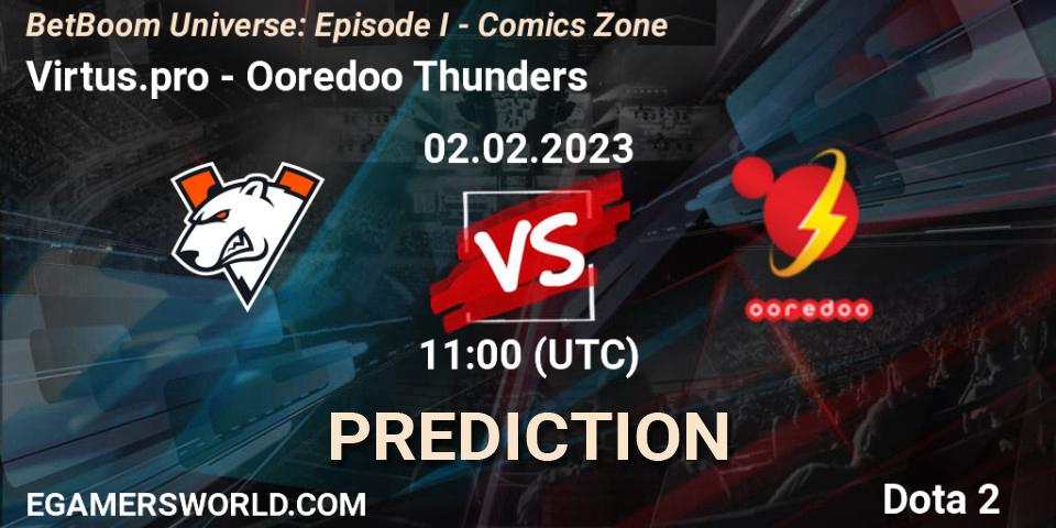 Pronóstico Virtus.pro - Ooredoo Thunders. 02.02.23, Dota 2, BetBoom Universe: Episode I - Comics Zone
